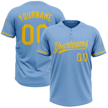 Load image into Gallery viewer, Custom Light Blue Yellow Two-Button Unisex Softball Jersey
