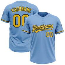Load image into Gallery viewer, Custom Light Blue Yellow-Black Two-Button Unisex Softball Jersey
