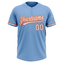 Load image into Gallery viewer, Custom Light Blue White-Orange Two-Button Unisex Softball Jersey
