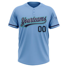 Load image into Gallery viewer, Custom Light Blue Navy Gray-Teal Two-Button Unisex Softball Jersey
