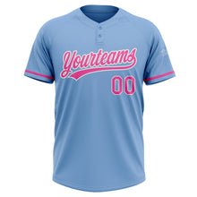 Load image into Gallery viewer, Custom Light Blue Pink-White Two-Button Unisex Softball Jersey
