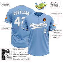 Load image into Gallery viewer, Custom Light Blue White-Gray Two-Button Unisex Softball Jersey
