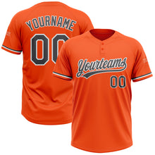 Load image into Gallery viewer, Custom Orange Steel Gray-White Two-Button Unisex Softball Jersey
