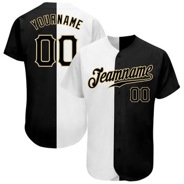 Custom White-Black Vegas Gold Authentic Split Fashion Baseball Jersey