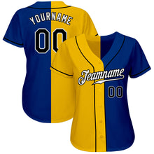 Load image into Gallery viewer, Custom Royal Black-Yellow Authentic Split Fashion Baseball Jersey
