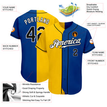 Load image into Gallery viewer, Custom Royal Black-Yellow Authentic Split Fashion Baseball Jersey
