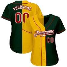 Load image into Gallery viewer, Custom Green Red-Yellow Authentic Split Fashion Baseball Jersey
