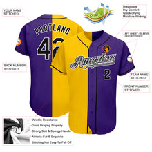 Load image into Gallery viewer, Custom Purple Black-Yellow Authentic Split Fashion Baseball Jersey
