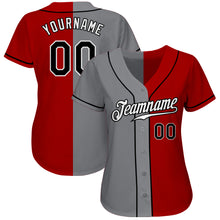 Load image into Gallery viewer, Custom Red Black-Gray Authentic Split Fashion Baseball Jersey
