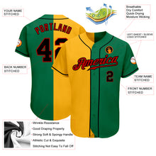 Load image into Gallery viewer, Custom Kelly Green Black-Yellow Authentic Split Fashion Baseball Jersey
