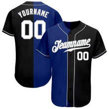 Load image into Gallery viewer, Custom Black White-Royal Authentic Split Fashion Baseball Jersey
