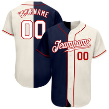 Load image into Gallery viewer, Custom Cream White-Navy Authentic Split Fashion Baseball Jersey
