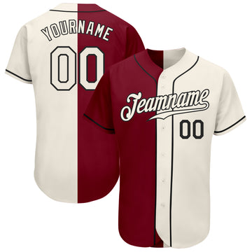 Custom Crimson Cream-Black Authentic Split Fashion Baseball Jersey