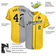 Load image into Gallery viewer, Custom Yellow Black Gray-White Authentic Split Fashion Baseball Jersey
