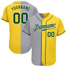 Load image into Gallery viewer, Custom Yellow Green-Gray Authentic Split Fashion Baseball Jersey
