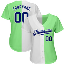 Load image into Gallery viewer, Custom Pea Green Royal-White Authentic Split Fashion Baseball Jersey
