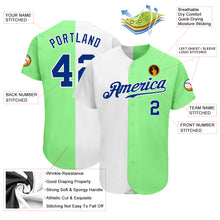 Load image into Gallery viewer, Custom Pea Green Royal-White Authentic Split Fashion Baseball Jersey
