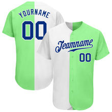 Load image into Gallery viewer, Custom Pea Green Royal-White Authentic Split Fashion Baseball Jersey
