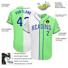 Load image into Gallery viewer, Custom Pea Green Royal-White Authentic Split Fashion Baseball Jersey
