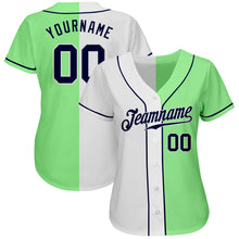 Load image into Gallery viewer, Custom Pea Green Navy-White Authentic Split Fashion Baseball Jersey
