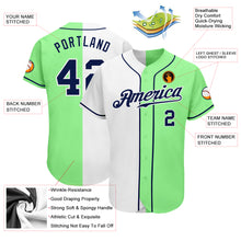 Load image into Gallery viewer, Custom Pea Green Navy-White Authentic Split Fashion Baseball Jersey
