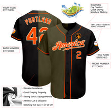 Load image into Gallery viewer, Custom Black Orange Olive-Cream Authentic Split Fashion Baseball Jersey
