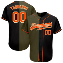 Load image into Gallery viewer, Custom Black Orange Olive-Cream Authentic Split Fashion Baseball Jersey
