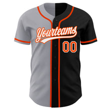 Load image into Gallery viewer, Custom Black Orange-Gray Authentic Split Fashion Baseball Jersey
