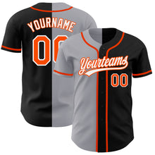 Load image into Gallery viewer, Custom Black Orange-Gray Authentic Split Fashion Baseball Jersey
