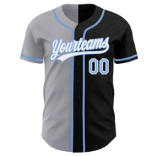 Load image into Gallery viewer, Custom Black Light Blue-Gray Authentic Split Fashion Baseball Jersey
