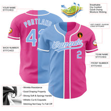 Load image into Gallery viewer, Custom Pink Light Blue-White Authentic Split Fashion Baseball Jersey
