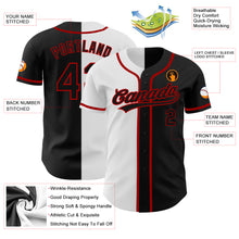 Load image into Gallery viewer, Custom Black Black White-Red Authentic Split Fashion Baseball Jersey
