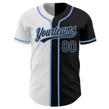 Load image into Gallery viewer, Custom Black Black White-Light Blue Authentic Split Fashion Baseball Jersey
