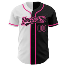 Load image into Gallery viewer, Custom Black Black White-Pink Authentic Split Fashion Baseball Jersey
