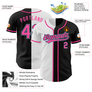 Custom Black Pink White-Light Blue Authentic Split Fashion Baseball Jersey