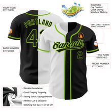 Load image into Gallery viewer, Custom Black Black White-Neon Green Authentic Split Fashion Baseball Jersey
