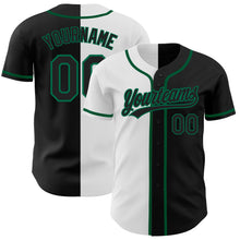 Load image into Gallery viewer, Custom Black Black White-Kelly Green Authentic Split Fashion Baseball Jersey
