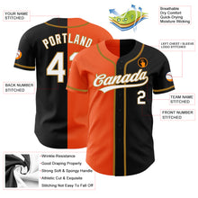 Load image into Gallery viewer, Custom Black White Orange-Old Gold Authentic Split Fashion Baseball Jersey
