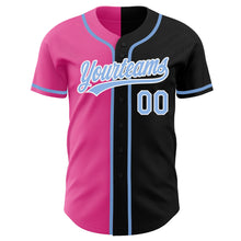 Load image into Gallery viewer, Custom Black Light Blue-Pink Authentic Split Fashion Baseball Jersey
