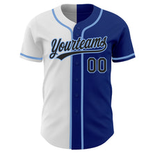 Load image into Gallery viewer, Custom Royal Black White-Light Blue Authentic Split Fashion Baseball Jersey
