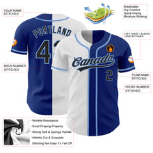 Load image into Gallery viewer, Custom Royal Black White-Light Blue Authentic Split Fashion Baseball Jersey
