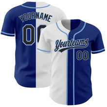 Load image into Gallery viewer, Custom Royal Black White-Light Blue Authentic Split Fashion Baseball Jersey
