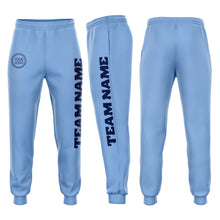 Load image into Gallery viewer, Custom Light Blue Navy Fleece Jogger Sweatpants
