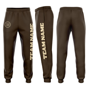 Custom Brown Cream Fleece Jogger Sweatpants