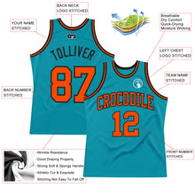 Load image into Gallery viewer, Custom Teal Orange-Black Authentic Throwback Basketball Jersey
