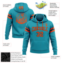 Load image into Gallery viewer, Custom Stitched Teal Orange-Black Football Pullover Sweatshirt Hoodie
