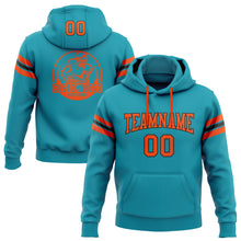 Load image into Gallery viewer, Custom Stitched Teal Orange-Black Football Pullover Sweatshirt Hoodie
