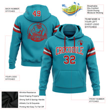 Load image into Gallery viewer, Custom Stitched Teal Red-White Football Pullover Sweatshirt Hoodie
