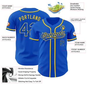 Custom Thunder Blue Yellow Authentic Baseball Jersey