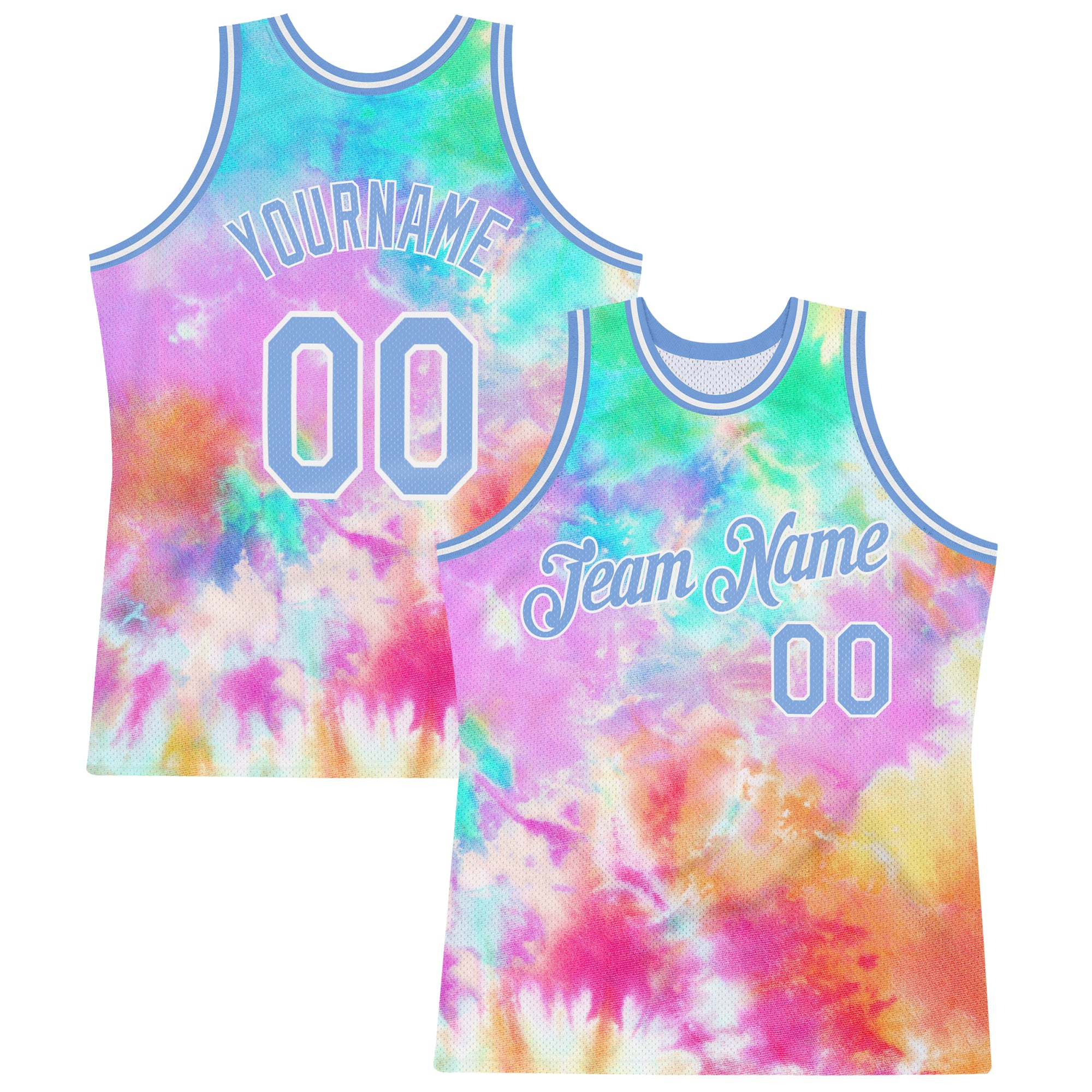 Custom Light Blue Red-White Gradient Fashion Tops Basketball Jersey